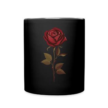Rote Rose Vintage Grafik Ästhetik Blume Geschenk - Tasse einfarbig - Schwarz - Vorne