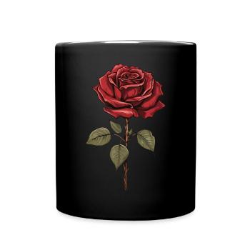 Rote Rose Ästhetik Vintage Grafik Blume Geschenk - Tasse einfarbig - Schwarz - Vorne