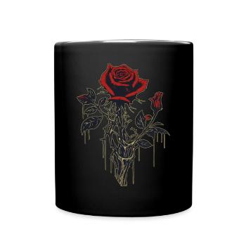 Rote Rose Vintage Grafik Ästhetik Grunge Geschenk - Tasse einfarbig - Schwarz - Vorne
