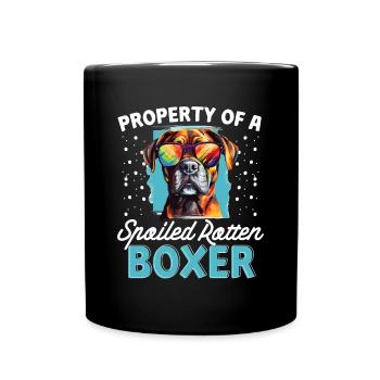 Boxer Dog Breed Pet - Property of a spoiled - Full Colour Mug - black - Front