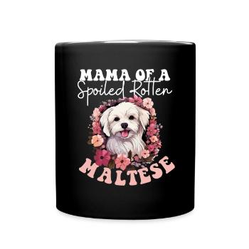 Maltese Dog Breed Pet Cute Graphic with Sunglasses - Full Colour Mug - black - Front
