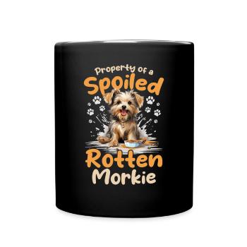 Morkie Dog Breed Pet Property of a spoiled rotten - Full Colour Mug - black - Front