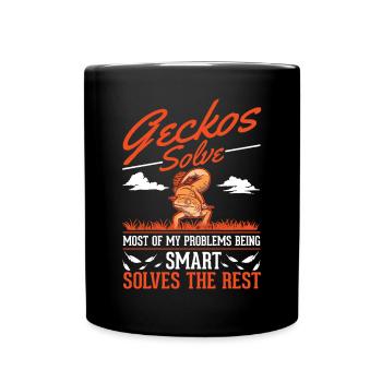 Gecko Geschenk Leopardgecko - Tasse einfarbig - Schwarz - Vorne