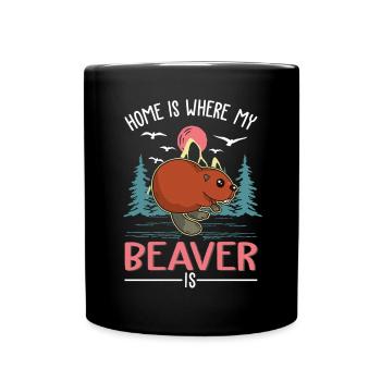 La maison, c’est là où mon castor est le barrage de castors - Mug uni - noir - Devant