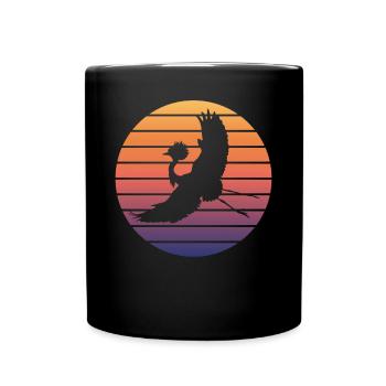 Crane Contour coucher de soleil Nature Fan - Mug uni - noir - Devant