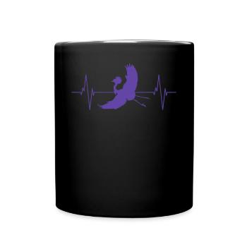 Crane Silhouette Heartbeat Bird Lover - Full Colour Mug - black - Front