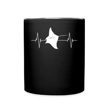 Mantarochen Herzschlag Ozeanliebe - Tasse einfarbig - Schwarz - Vorne