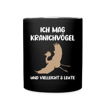 Kranichvögel & Drei Leute Fanliebe - Tasse einfarbig - Schwarz - Vorne