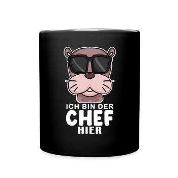 Chef Spruch mit Seelöwe Motiv - Tasse einfarbig - Schwarz - Vorne