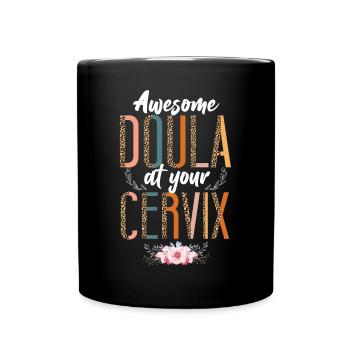 Doula Travailleuse à La Naissance Jeu De Mots Léopard - Mug uni - noir - Devant