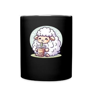 Kawaii Schafe Bubble Tea Boba Schaf - Tasse einfarbig - Schwarz - Vorne