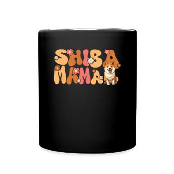 Shiba Inu Groovy Shiba Mama - Full Colour Mug - black - Front