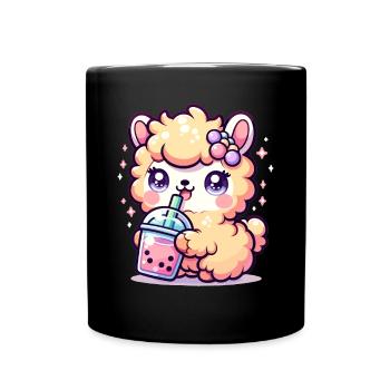 Lama kawaii sirote du thé à bulles Lama mignon thé Boba - Mug uni - noir - Devant