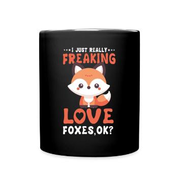 Kawaii Fox Design Ich Verdammte Liebe Füchse Ok - Tasse einfarbig - Schwarz - Vorne