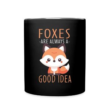 Kawaii Fox Design - Füchse sind immer eine gute Idee - Tasse einfarbig - Schwarz - Vorne