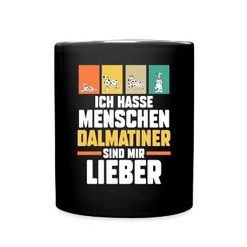 Hund Dalmatiner - Tasse einfarbig - Schwarz - Vorne