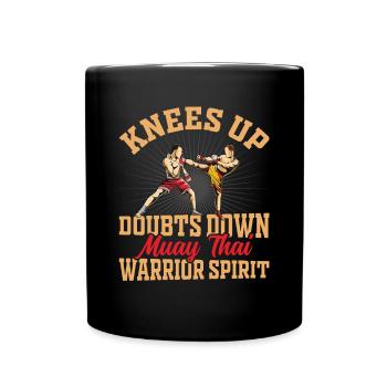Knie hoch, Zweifel am Muay Thai Kampfgeist - Tasse einfarbig - Schwarz - Vorne