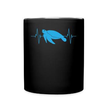 Schildkröten Herzschlag Liebe Natur - Tasse einfarbig - Schwarz - Vorne
