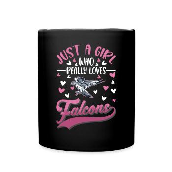 Falkner Mädchen Falke Falknerei Turmfalke - Tasse einfarbig - Schwarz - Vorne