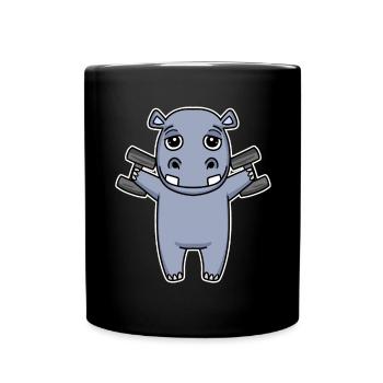 Hippo Dumbbell Training Strength Training Fitness - Full Colour Mug - black - Front