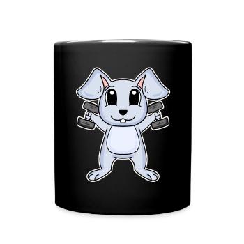 Rabbit Dumbbell Training Strength Training Fitness - Full Colour Mug - black - Front