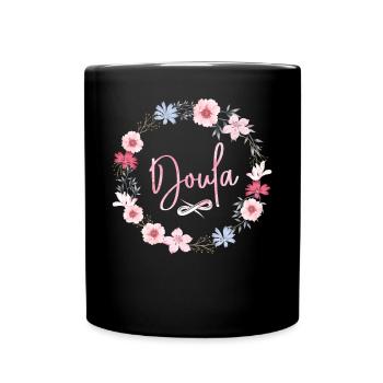 Doula Birth Worker Flower Doula - Full Colour Mug - black - Front