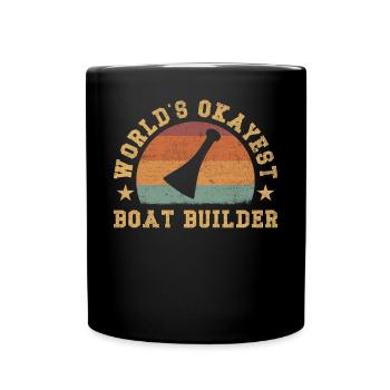 Retro World's Okayest Boat Builder - Full Colour Mug - black - Front