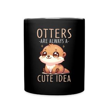 Adorable illustration de loutre pour les amateurs d’animaux - Mug uni - noir - Devant
