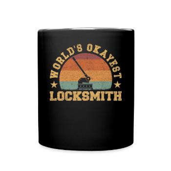 Retro World's Okayest Locksmith - Tasse einfarbig - Schwarz - Vorne