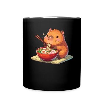 süße Capybara isst Ramen Nudeln Capybaras Ramen - Tasse einfarbig - Schwarz - Vorne