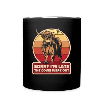 Je suis en retard Les vaches étaient dehors Highland Vache Highland - Mug uni - noir - Devant