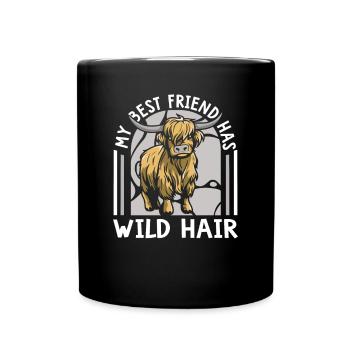 Mon meilleur ami a une vache Highland aux cheveux sauvages - Mug uni - noir - Devant