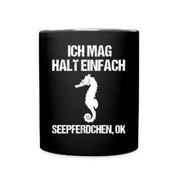 Maritimes Seepferdchen Ozeanliebe - Tasse einfarbig - Schwarz - Vorne