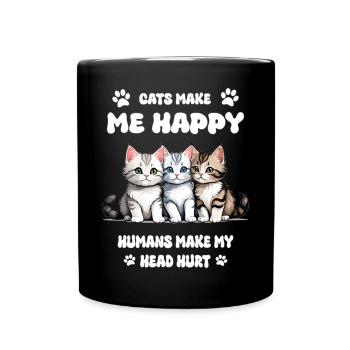 Les chats me rendent heureuse... - Mug uni - noir - Devant