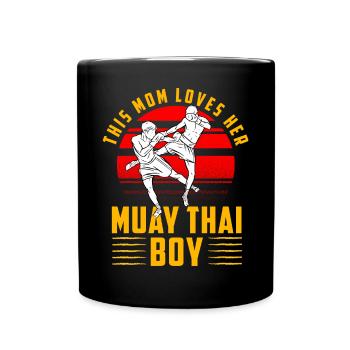 This mom loves her Muay Thai Boy - Full Colour Mug - black - Front