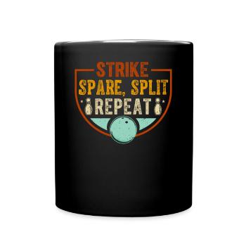 Bowling Top - Strike Spare Split Repeat - Full Colour Mug - black - Front