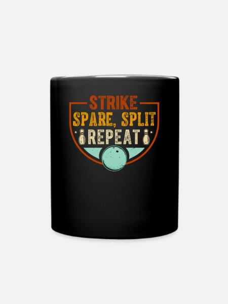 Bowling Oberteil - Strike Spare Split Repeat - Tasse einfarbig - Schwarz