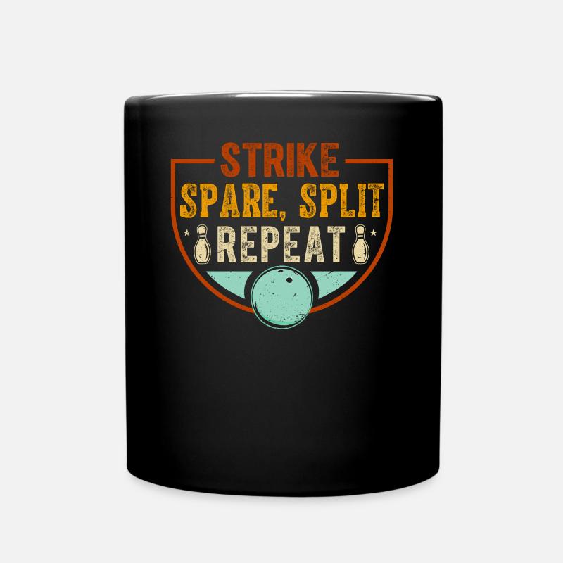 Bowling Oberteil - Strike Spare Split Repeat - Tasse einfarbig - Schwarz