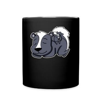 Skunk Family - Skunk avec bébé - Mug uni - noir - Devant