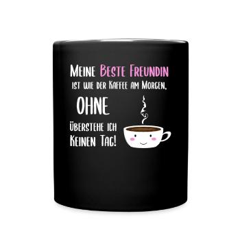 Süße Freundin Kaffee Becher Gesicht - Tasse einfarbig - Schwarz - Vorne