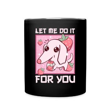 Kawaii Barsoi Hund Meme Erdbeermilch - Tasse einfarbig - Schwarz - Vorne