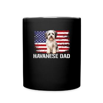 havanese dog, american flag - Tasse einfarbig - Schwarz - Vorne