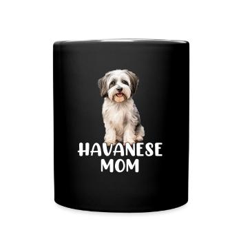 havanese dog, havanese mom - Tasse einfarbig - Schwarz - Vorne