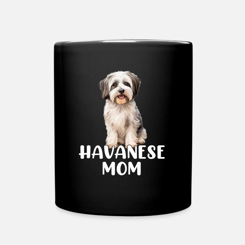 havanese dog, havanese mom - Tasse einfarbig - Schwarz