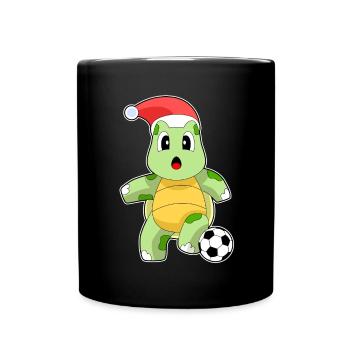 Turtle Christmas Soccer - Full Colour Mug - black - Front