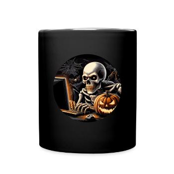 Online Gamer Shirts - Skelett spielt Computerspiel - Tasse einfarbig - Schwarz - Vorne