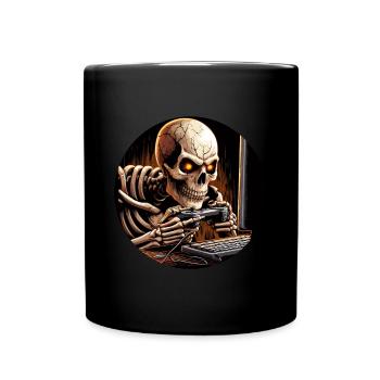 Design de joueurs cool. Squelette aux yeux de feu - Mug uni - noir - Devant