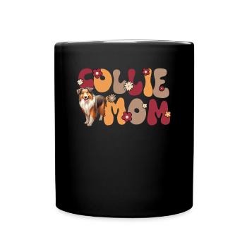 Longhair Collie Groovy Collie mom - Full Colour Mug - black - Front