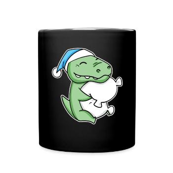 Crocodile avec oreiller et bonnet somnolent - Mug uni - noir - Devant