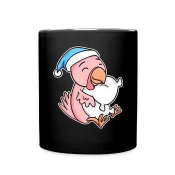 poulet avec oreiller et bonnet somnolent - Mug uni - noir - Devant